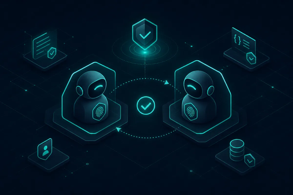 How should two autonomous agents verify each other before exchanging data?