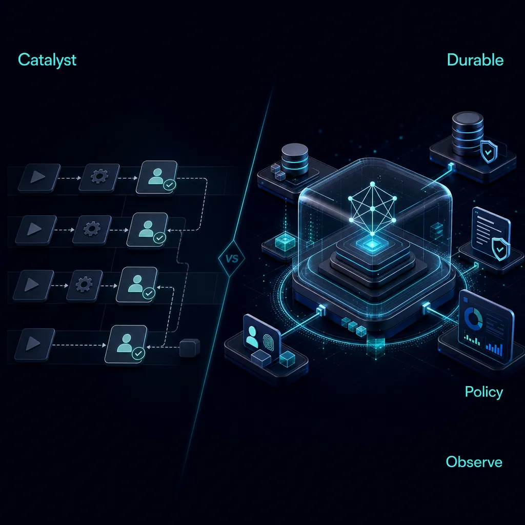 How should teams compare Diagrid Catalyst with Temporal for human approval workflows?