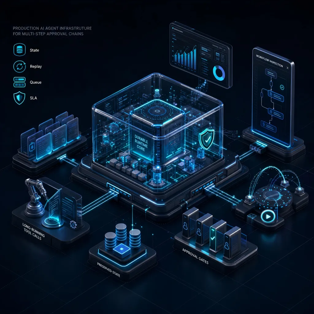 What infrastructure is needed for multi-step approval chains in production AI agent systems?